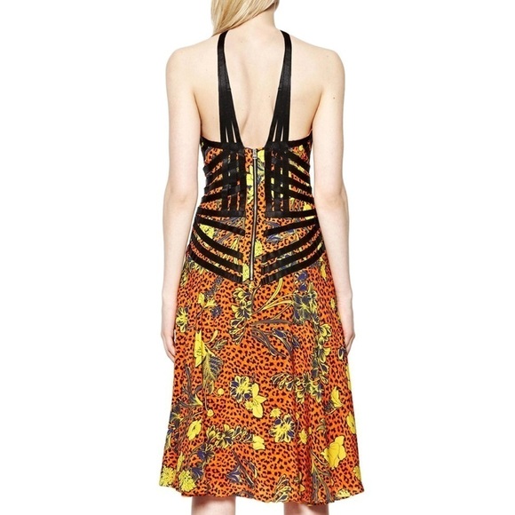 NWT French Connection Orange yellow floral Surf Island Silk Strappy Dress size 2 - Picture 2 of 14